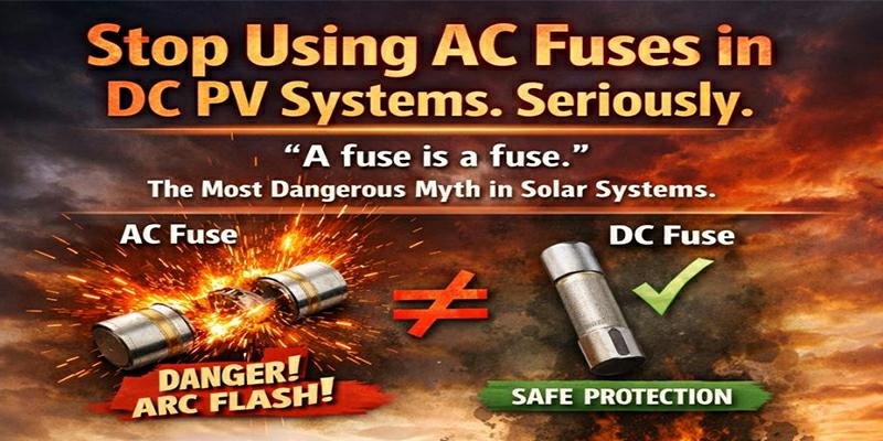 AC Fuse vs DC PV Fuse: Why Using the Wrong Fuse Can Destroy Your Solar System